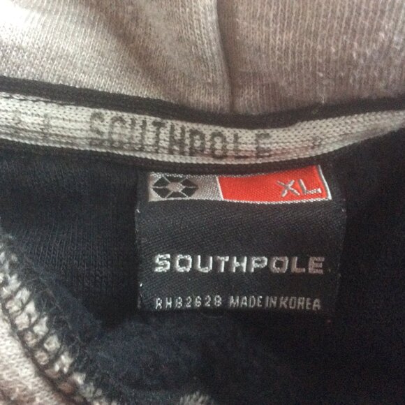 Southpole Black Vintage Y2K Mens Spellout Pullover Hoodie Size XL Streetwear - Picture 3 of 4
